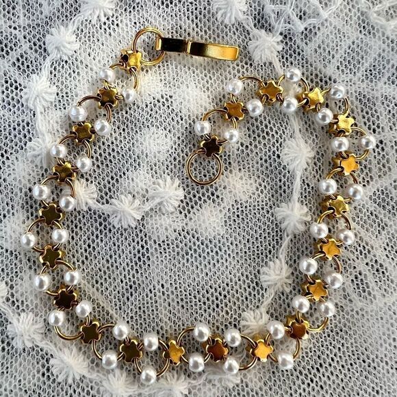 Vintage 90’s Pearl & Rhinestone Bracelet - Picture 6 of 9